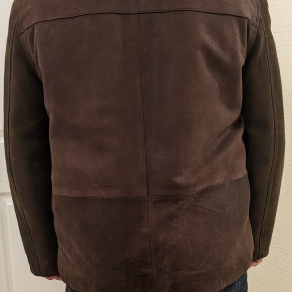 Men's medium size 38-40 brown genuine leather jacket - Picture 7 of 9